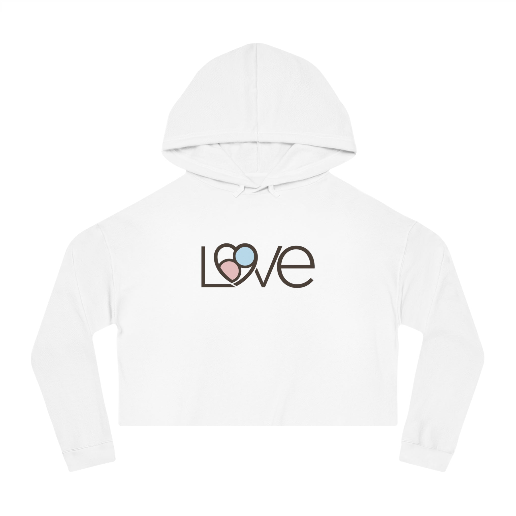 L69VE Heart Cropped Hoodie (Brown Logo) — Women’s Cute Graphic Sweatshirt