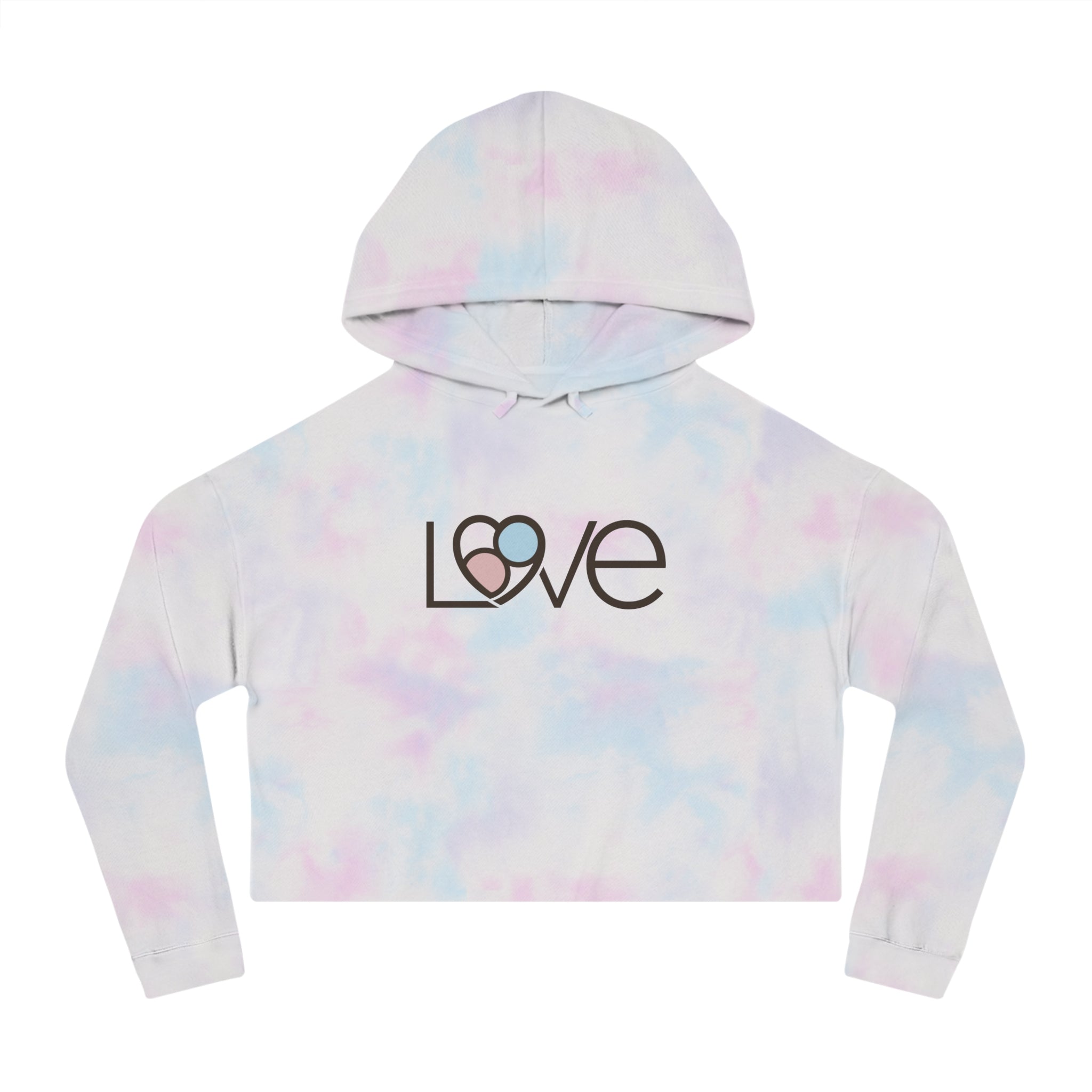 L69VE Heart Cropped Hoodie (Brown Logo) — Women’s Cute Graphic Sweatshirt