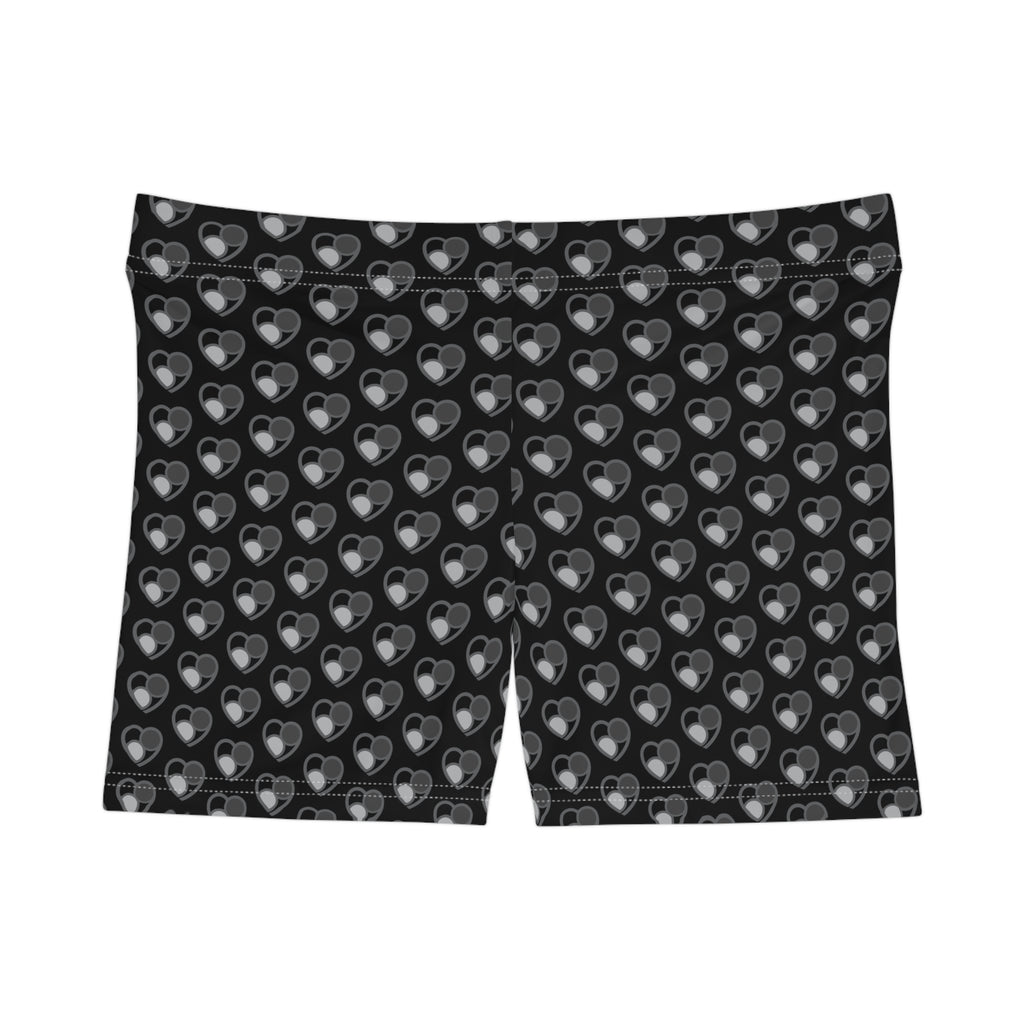 Shades of Grey Heart Pattern Women's Shorts (BLK)