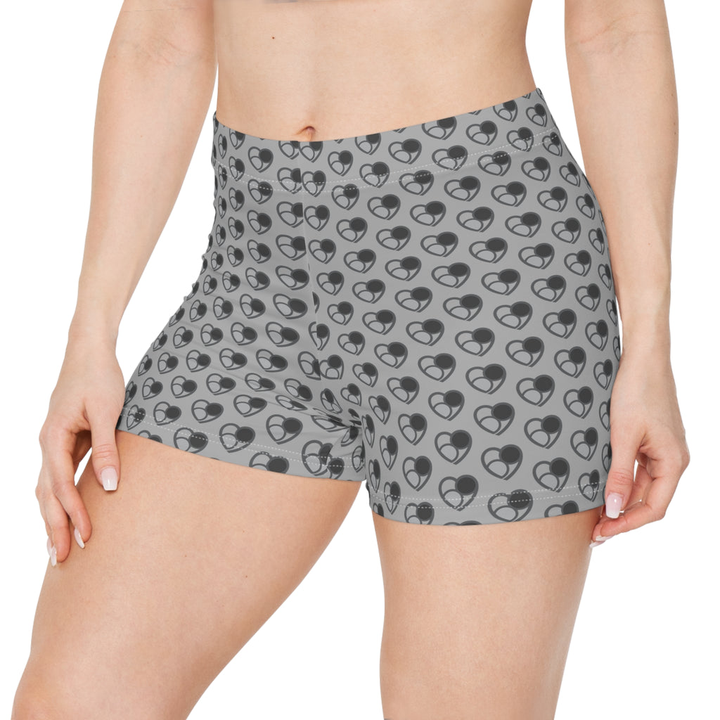 Shades of Grey Heart Pattern Women's Shorts