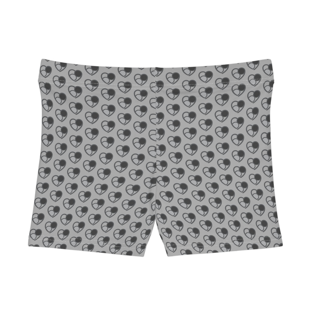 Shades of Grey Heart Pattern Women's Shorts