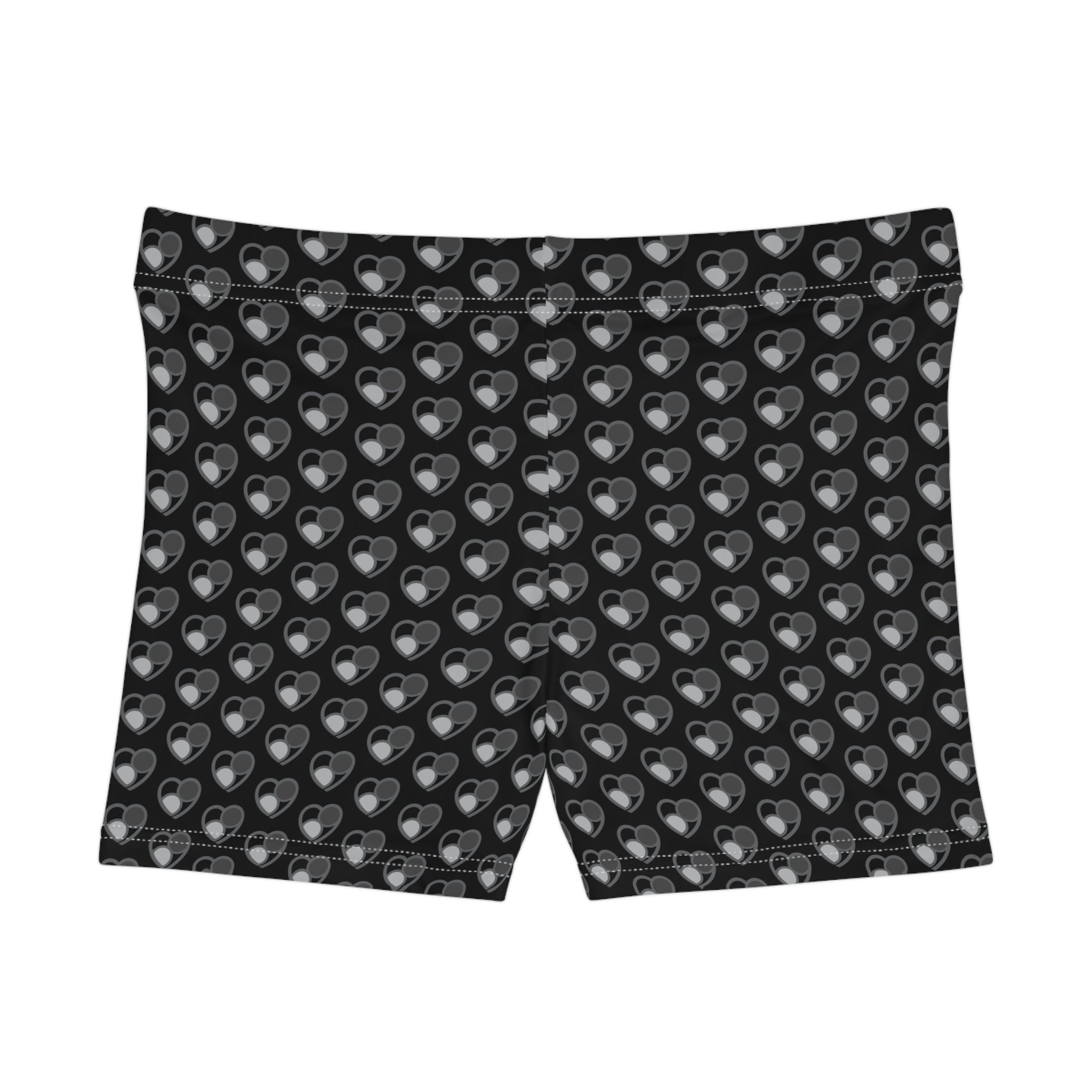 Shades of Grey Heart Pattern Women's Shorts (BLK)