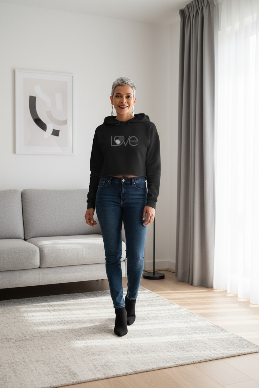 Shades of grey L69VE Cropped Hoodie