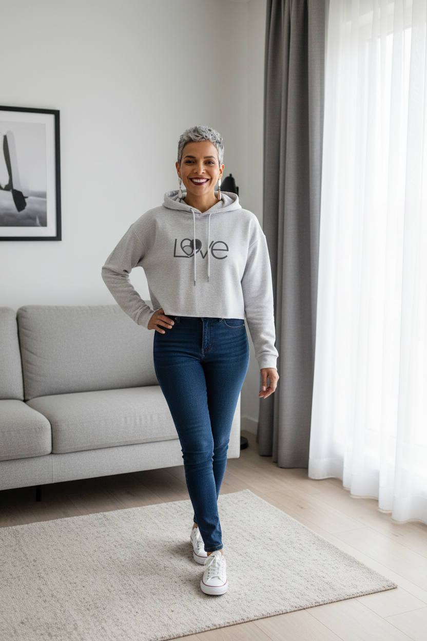 Shades of grey L69VE Cropped Hoodie