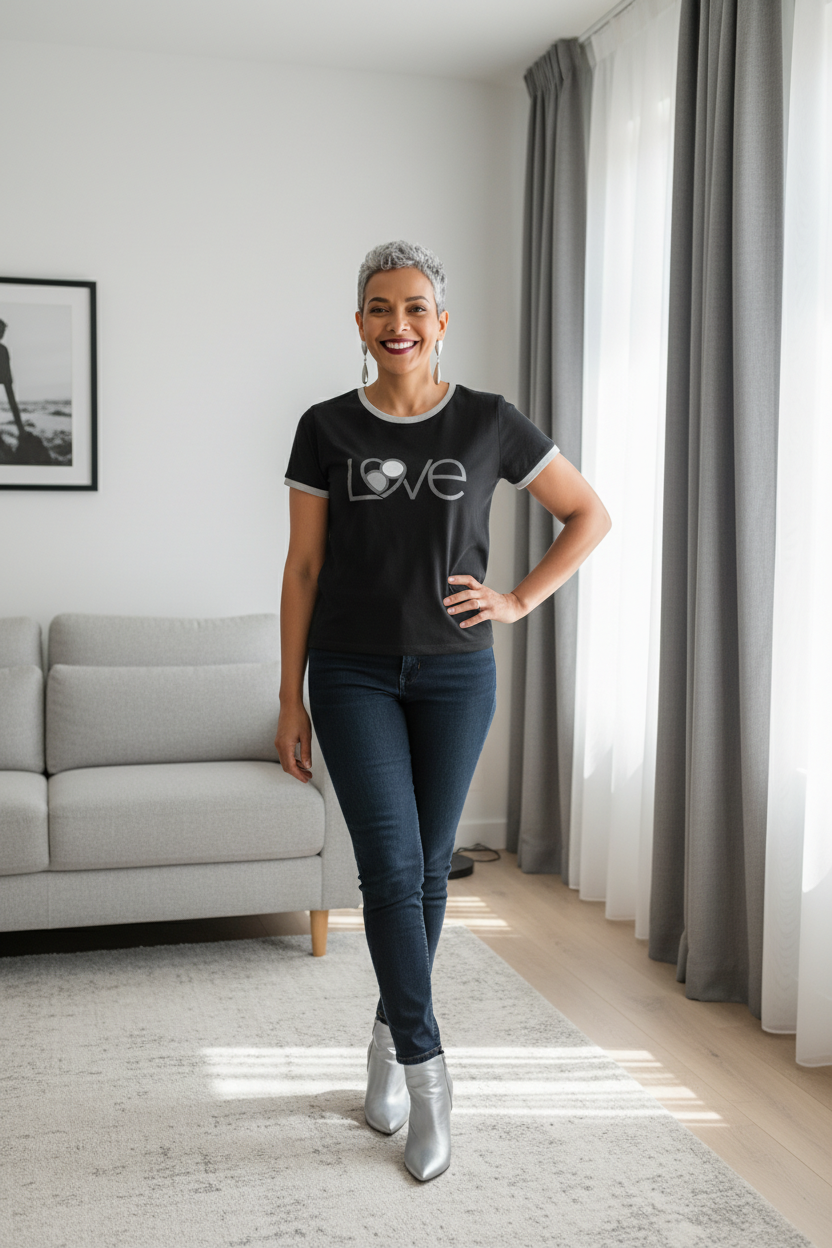 Shades of Grey L69VE Women's Ringer Tee – Retro